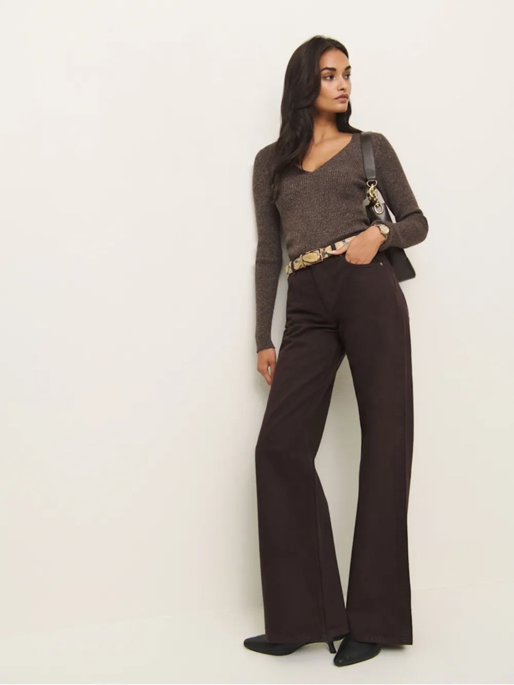 Reformation Dark Brown Low-Rise Jeans